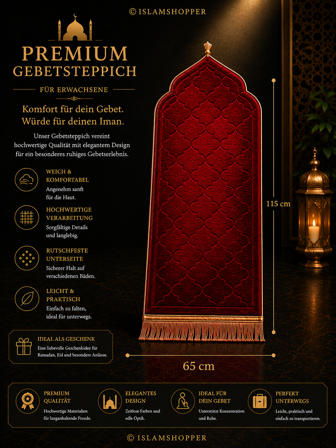 Premium Gebetsteppich für Erwachsene