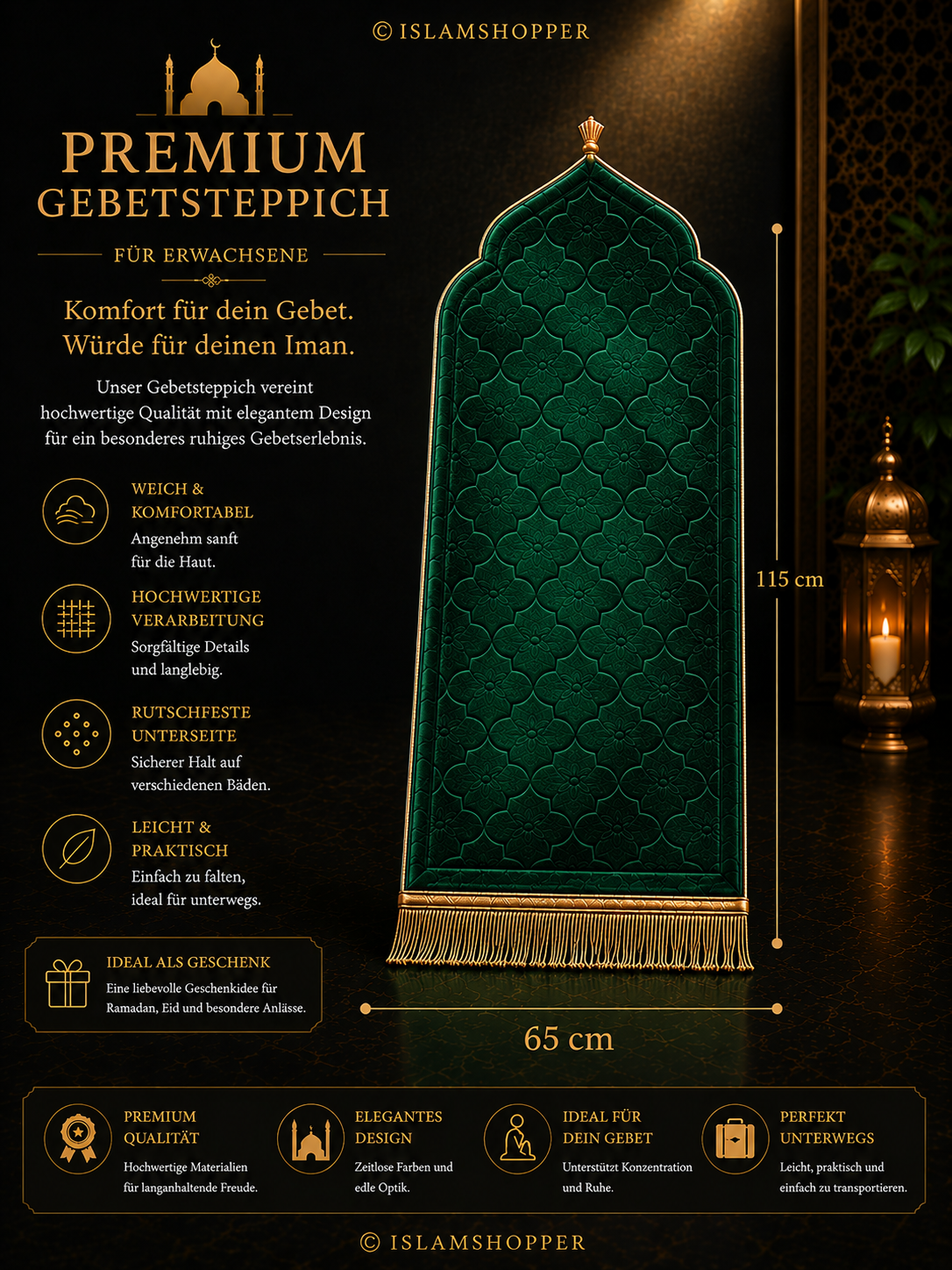 Premium Gebetsteppich für Erwachsene