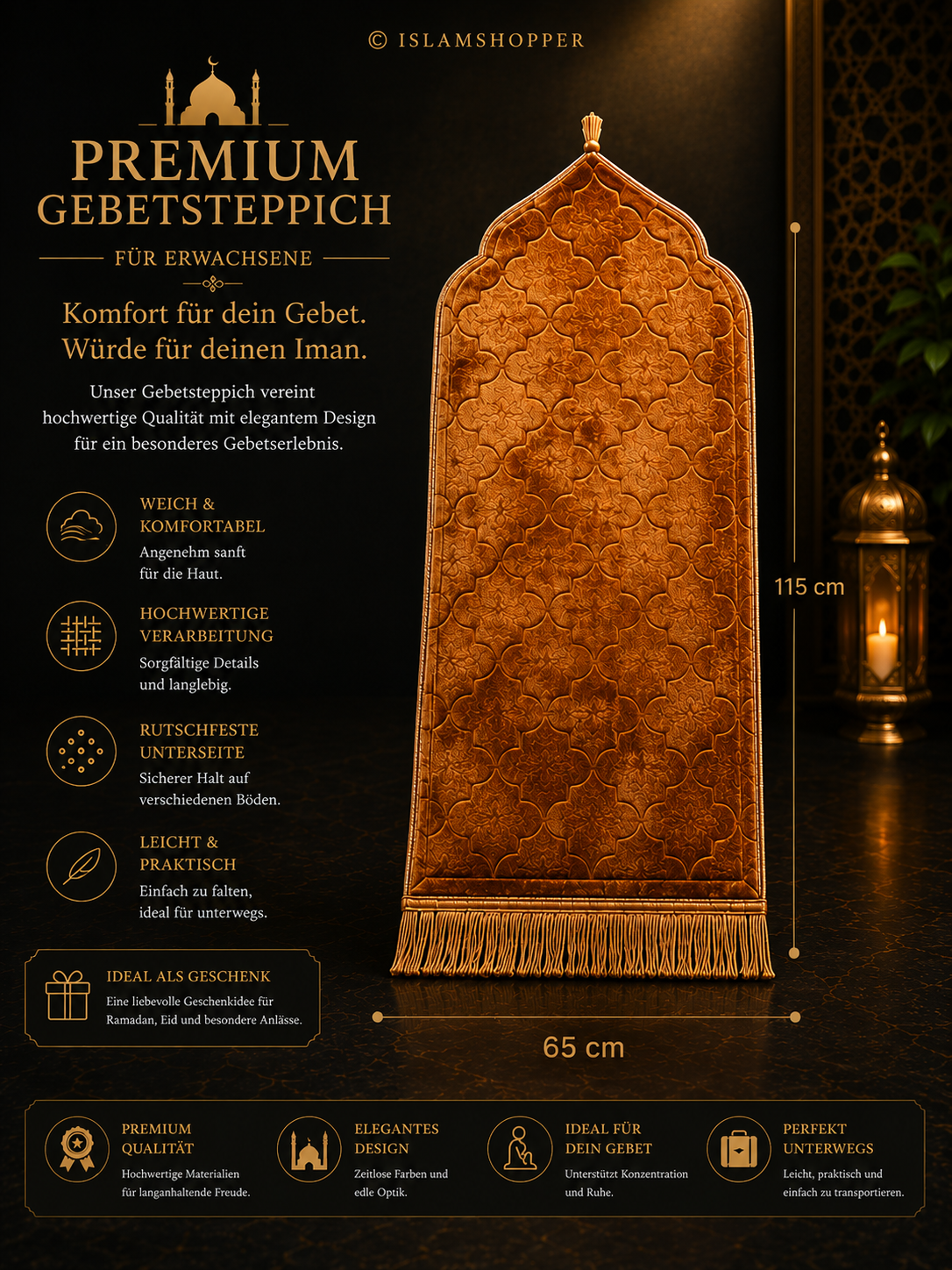 Premium Gebetsteppich für Erwachsene