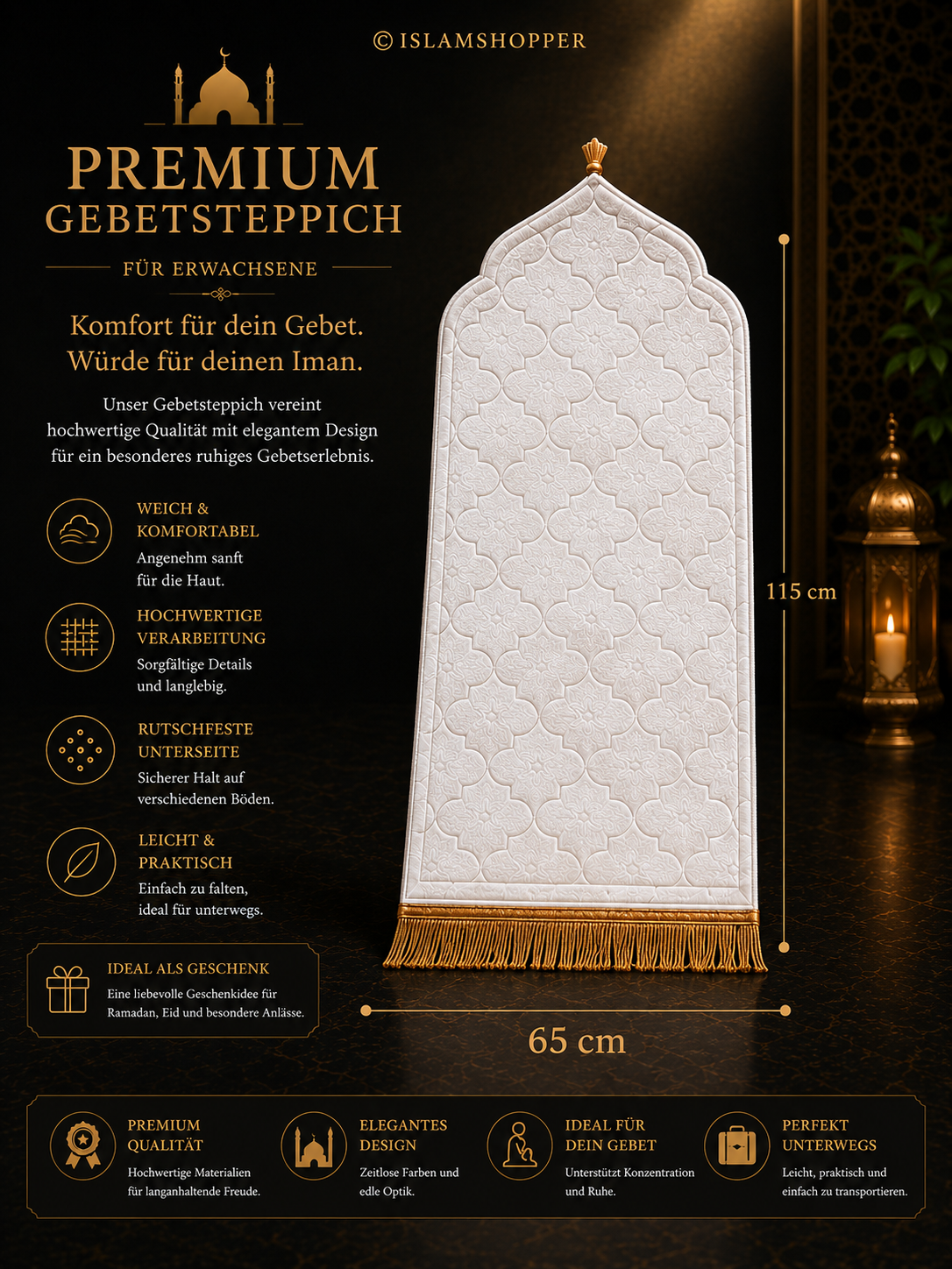 Premium Gebetsteppich für Erwachsene