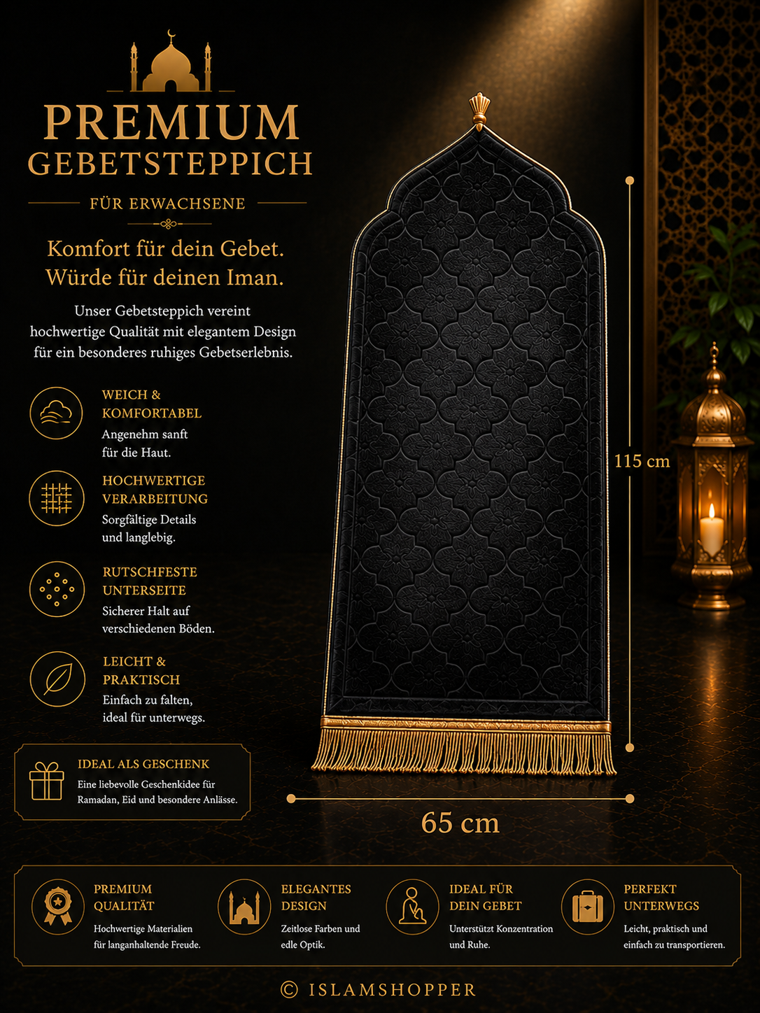 Premium Gebetsteppich für Erwachsene